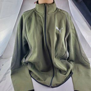 Puma Mens Evo Jacket 851326 Olive Drab Full Zip Mock Neck Mesh Accent Size XL